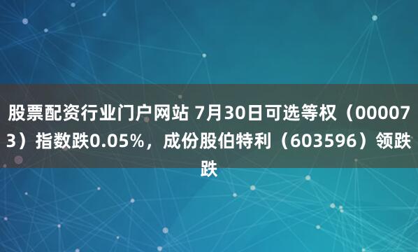股票配资行业门户网站 7月30日可选等权（000073）指数跌0.05%，成份股伯特利（603596）领跌